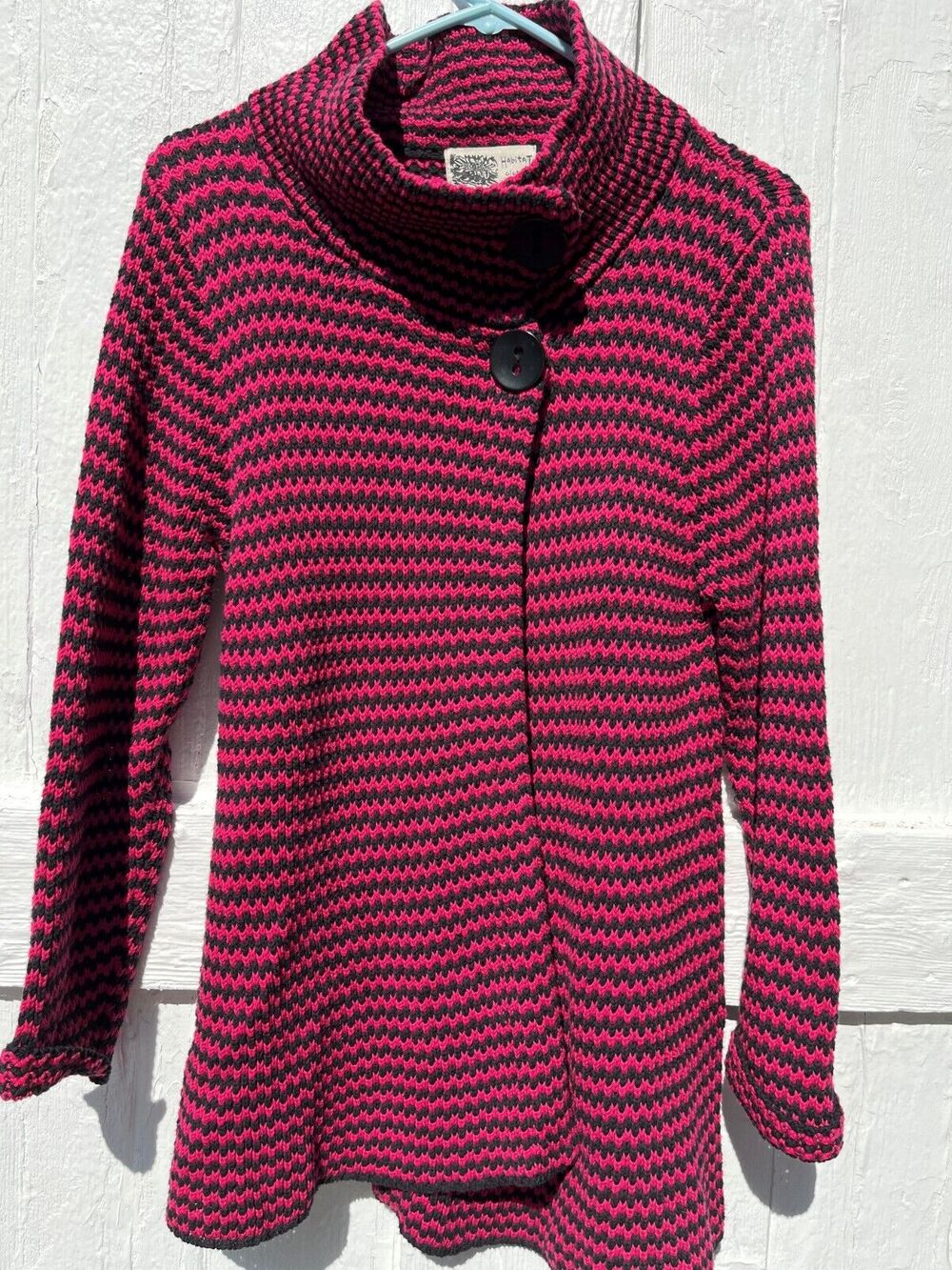 Habitat Womens Jacket M Knit Cotton Top Asymmetrical Lagenlook Minimalist